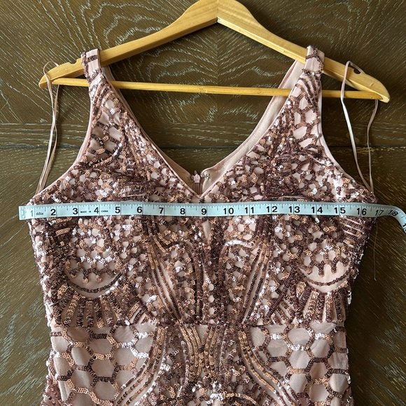 Nightway Collection Sleeveless Sequin V-neck Embellished Dress with Godet Pleats - Picture 14 of 16